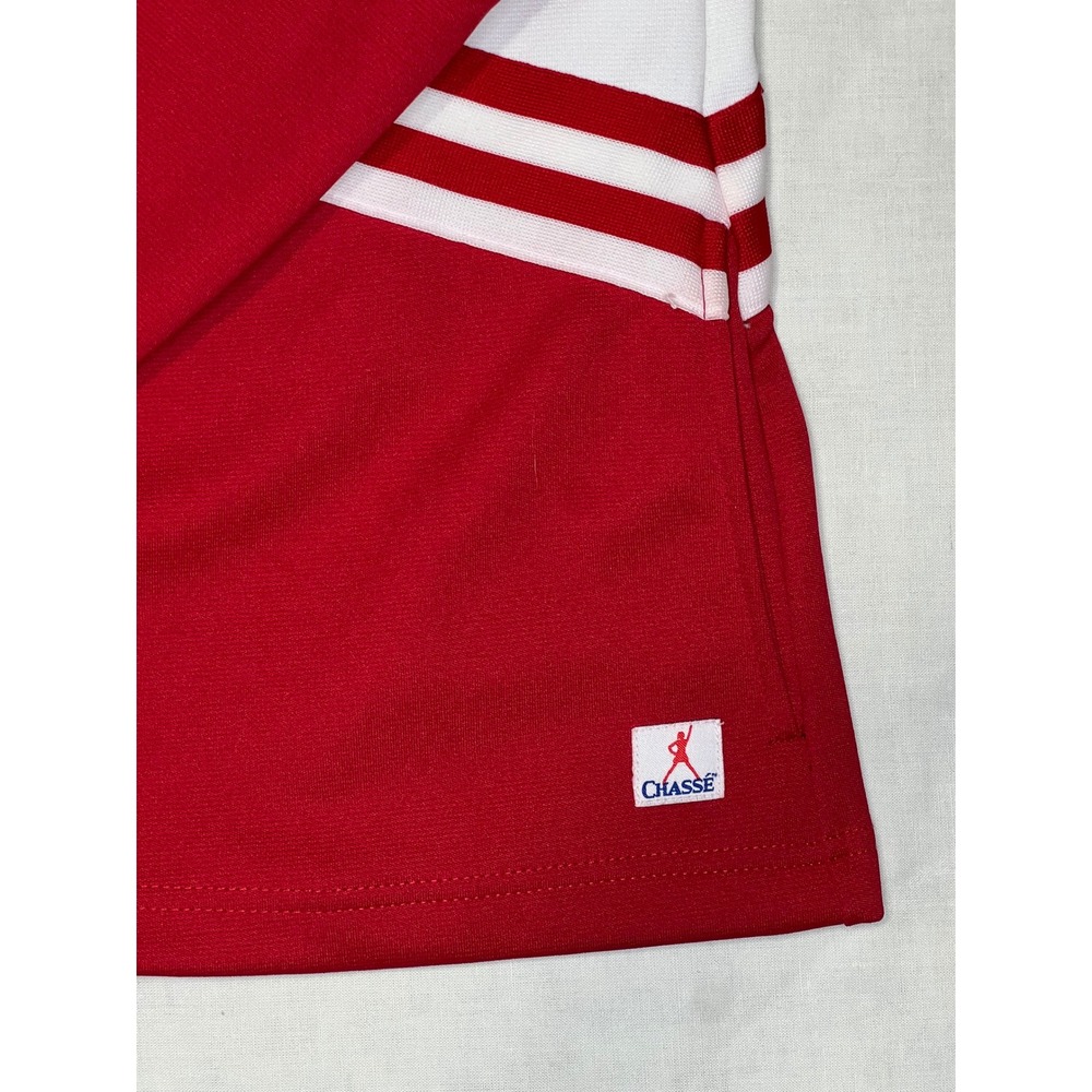 Vintage Chasse Red White Women Cheerleading Zip Up Track Jacket Adult XL Striped - Picture 4 of 9